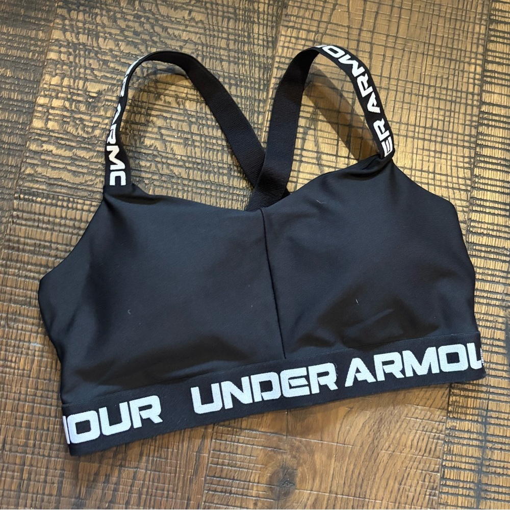 Under Armour Crossback Strappy Low Sports Bra, Black, Large, style number 137089
